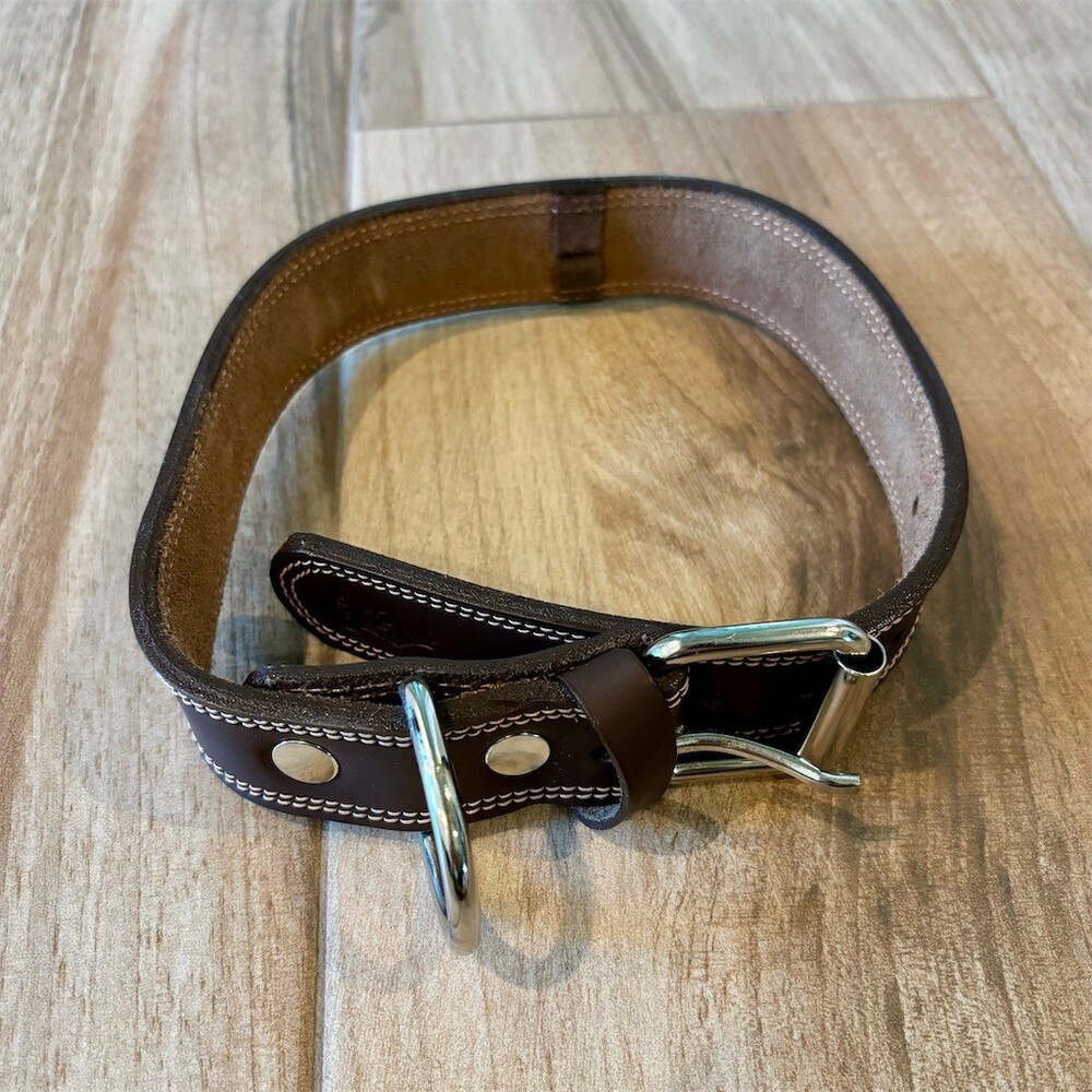 Redline K-9 Dog Collar Size L Brown Heavy Duty Adjustable Buckle D-Ring